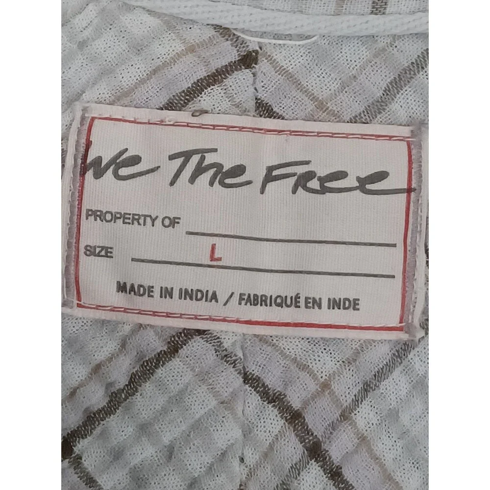 Free People We The Free Crinkle Gauze Top Large Oversized 90's Raw Hem‎ Grunge
